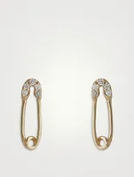 14K Gold Safety Pin Stud Earrings