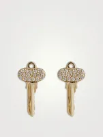 Mini 14K Gold Key Stud Earrings