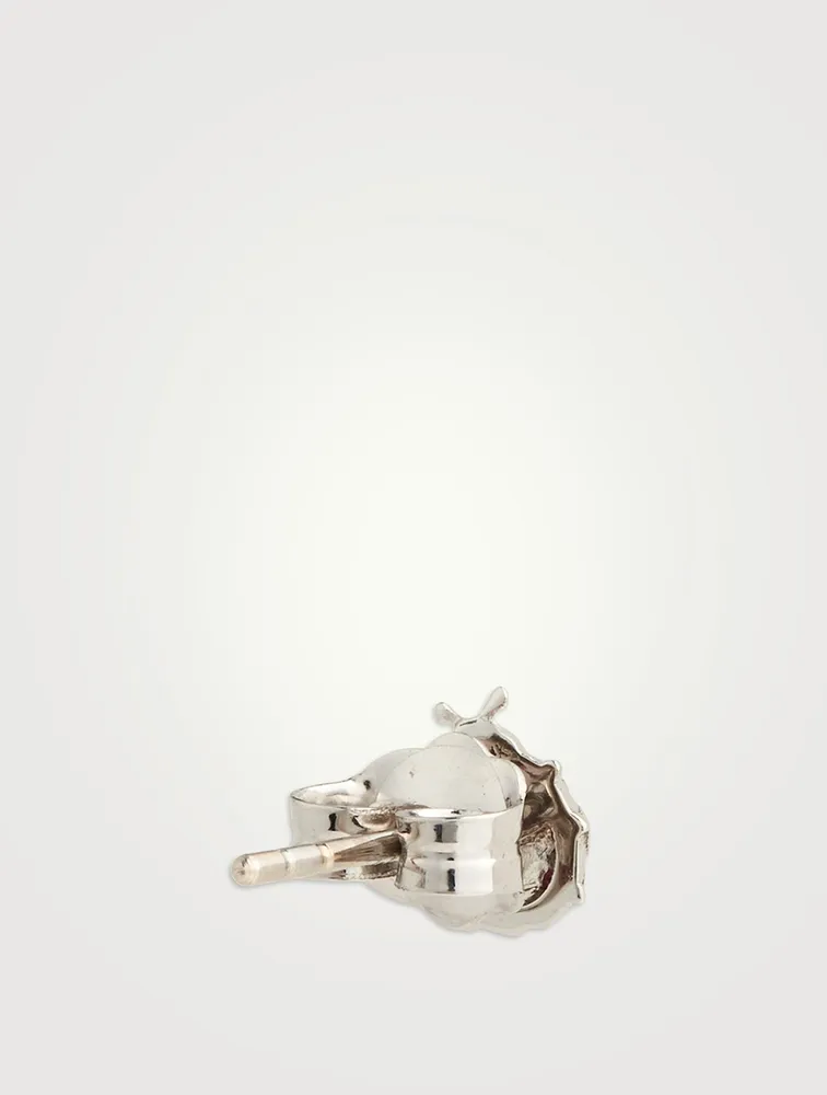 Tiny 14K White Gold Ladybug Stud Earrings
