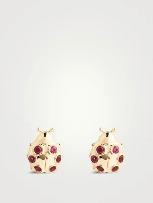 Tiny 14K Gold Ladybug Stud Earrings
