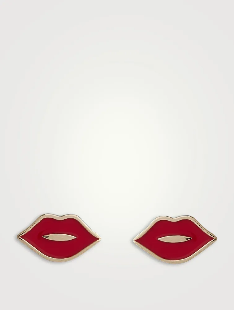 Mini Enamel Lips Stud Earrings