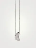 14K White Gold Pavé Butterfly Necklace