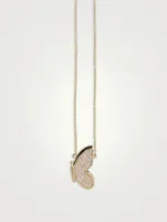 14K Gold Pavé Butterfly Necklace