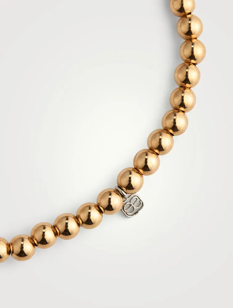 14K Gold Beaded Bracelet With Diamond Bead