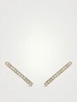 14K Gold Bar Stud Earrings With Diamonds