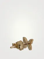 14K Gold Enamel Butterfly Stud Earrings