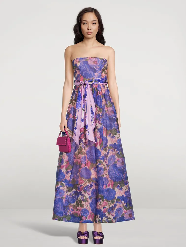 High Tide Strapless Dress Floral Print