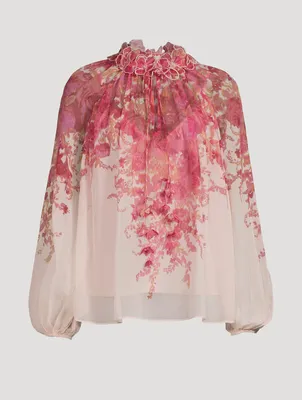 High Tide Puff-Sleeve Blouse Floral Print