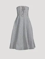 High Tide Strapless Midi Dress In Chevron Print