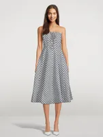 High Tide Strapless Midi Dress In Chevron Print