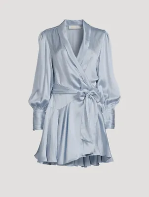 Silk Wrap Mini Dress