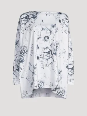 Long-Sleeve T-Shirt Watercolour Floral Print