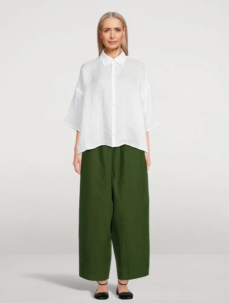 Japanese Wide-Leg Linen Pants