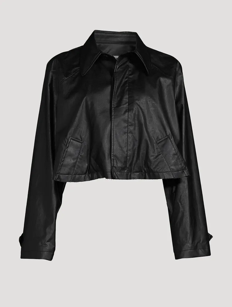 Cropped Faux Leather Jacket