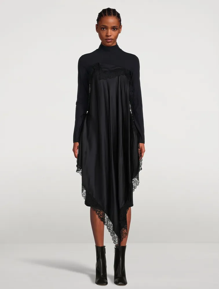 Long Spliced Turtleneck Dress