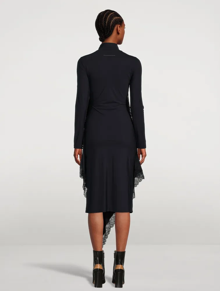 Long Spliced Turtleneck Dress