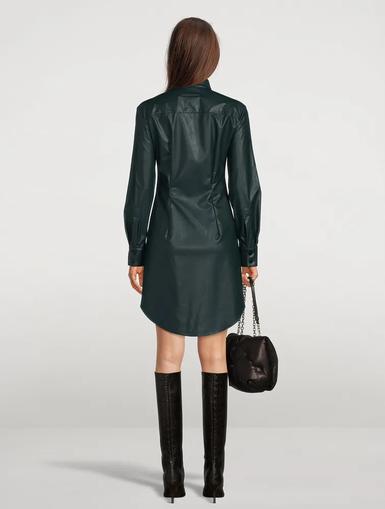 Faux Leather Shirt Dress