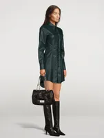 Faux Leather Shirt Dress