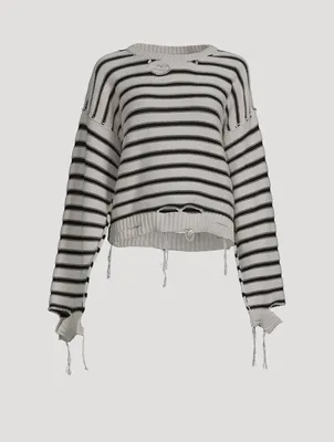 Striped Distressed Sweater