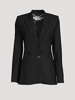 Corporate Wool-Blend Fitted Blazer