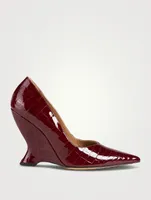 Punta Croc-Embossed Patent Leather Pumps