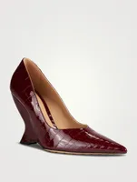 Punta Croc-Embossed Patent Leather Pumps