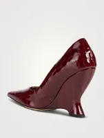 Punta Croc-Embossed Patent Leather Pumps