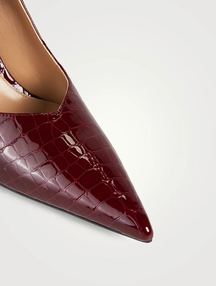 Punta Croc-Embossed Patent Leather Pumps