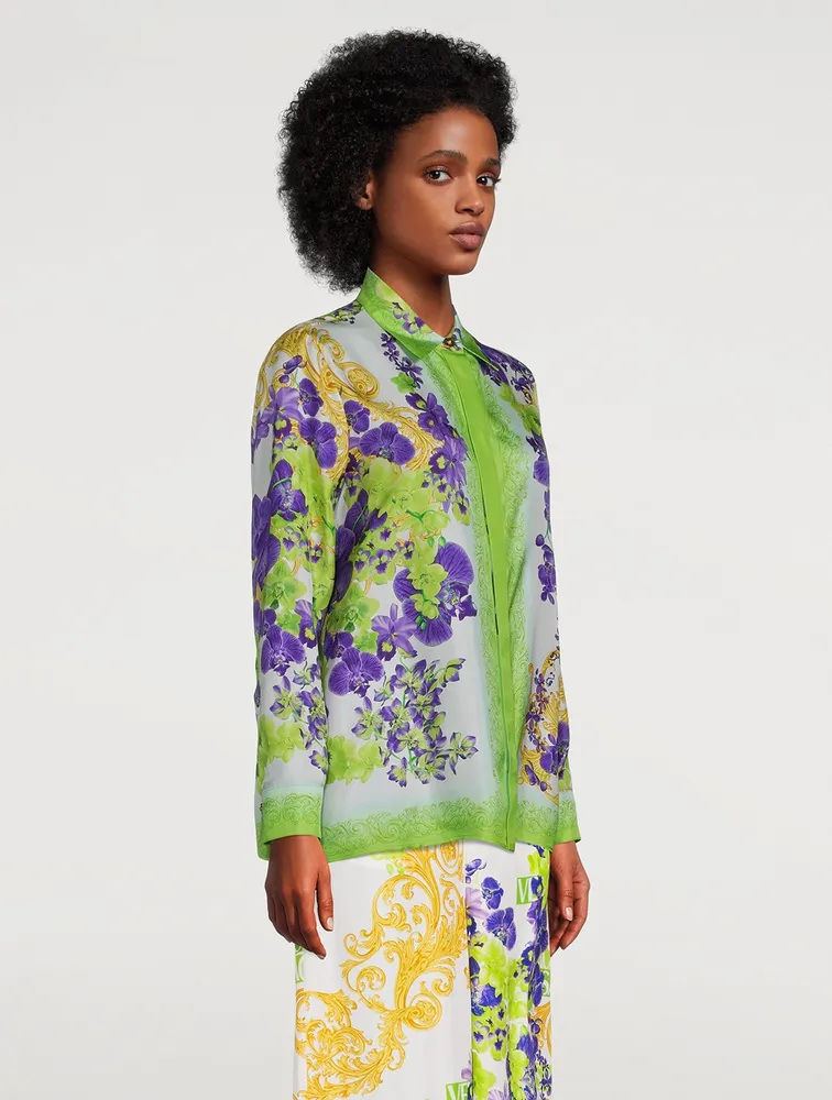 Silk Shirt Medusa Orchid Print