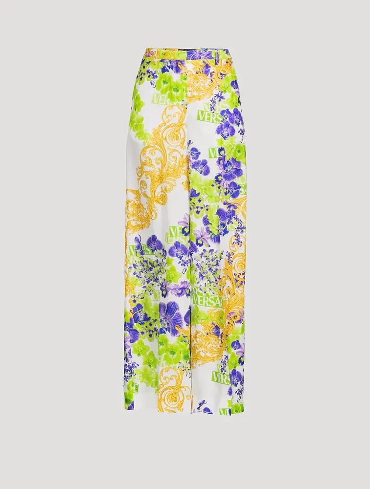 Printed Wide-Leg Trousers