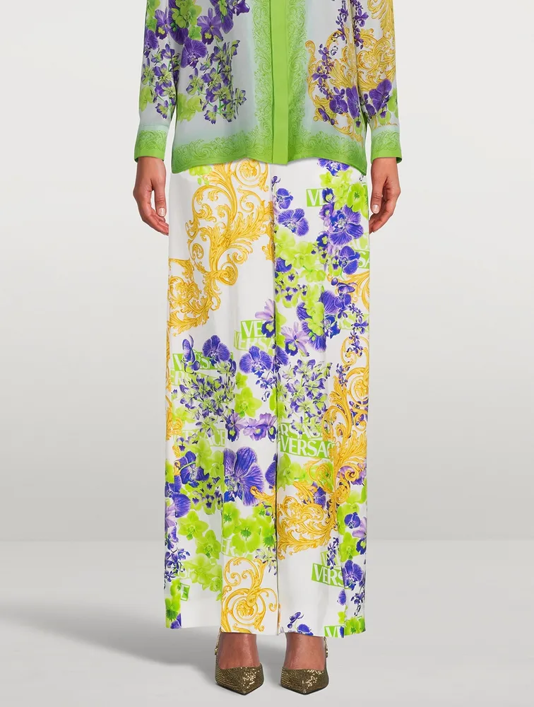 Printed Wide-Leg Trousers