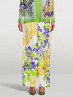 Printed Wide-Leg Trousers