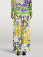 Printed Wide-Leg Trousers