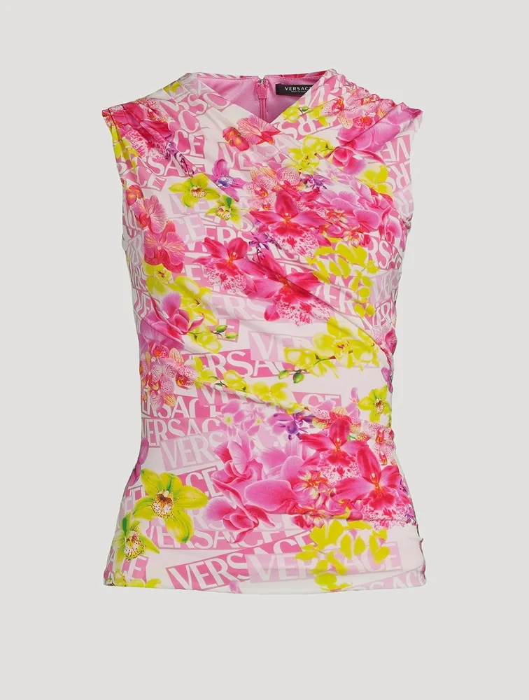 Sleeveless Top Logo Orchid Print