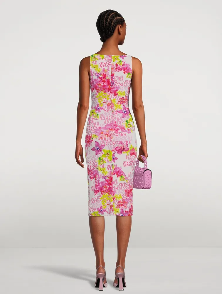 Midi Dress Logo Orchid Print