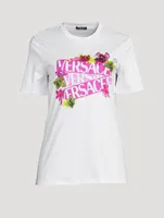 Embellished T-Shirt Logo Orchid Print