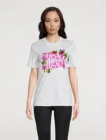 Embellished T-Shirt Logo Orchid Print