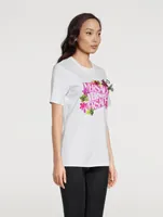 Embellished T-Shirt Logo Orchid Print
