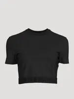 Webbing-Trim Cropped T-Shirt