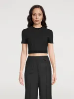 Webbing-Trim Cropped T-Shirt