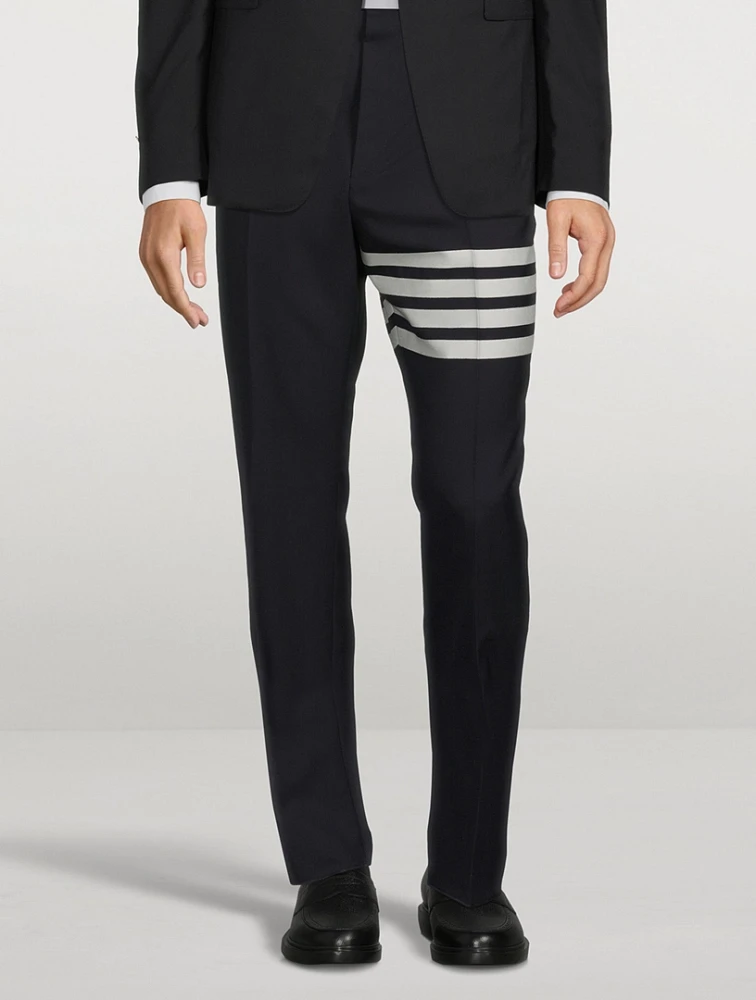 Plain Weave Suiting Pants With Back Strap