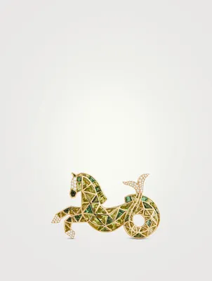 Vedius 18K Gold Brooch With Gemstones