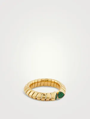 Trisolina Emerald Pavé Ring