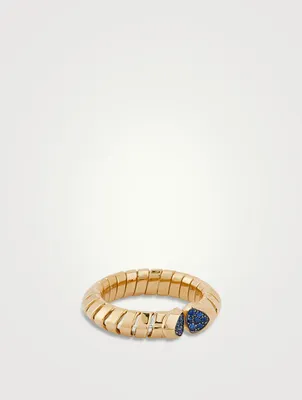 Trisolina Blue Sapphire Pavé Ring