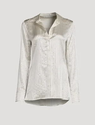 Crystal Pinstripe Silk Charmeuse Shirt