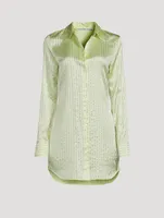 Crystal Pinstripe Silk Charmeuse Shirt Dress