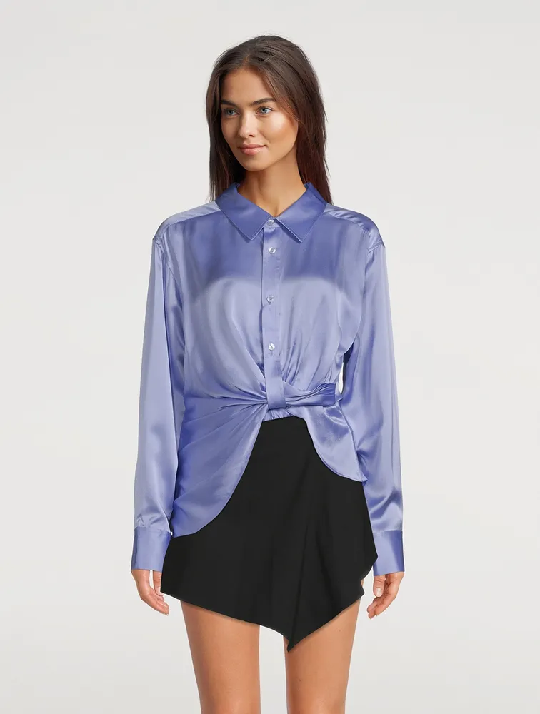 Draped Silk Charmeuse Shirt