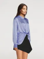 Draped Silk Charmeuse Shirt