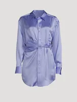 Draped Silk Charmeuse Shirt Dress