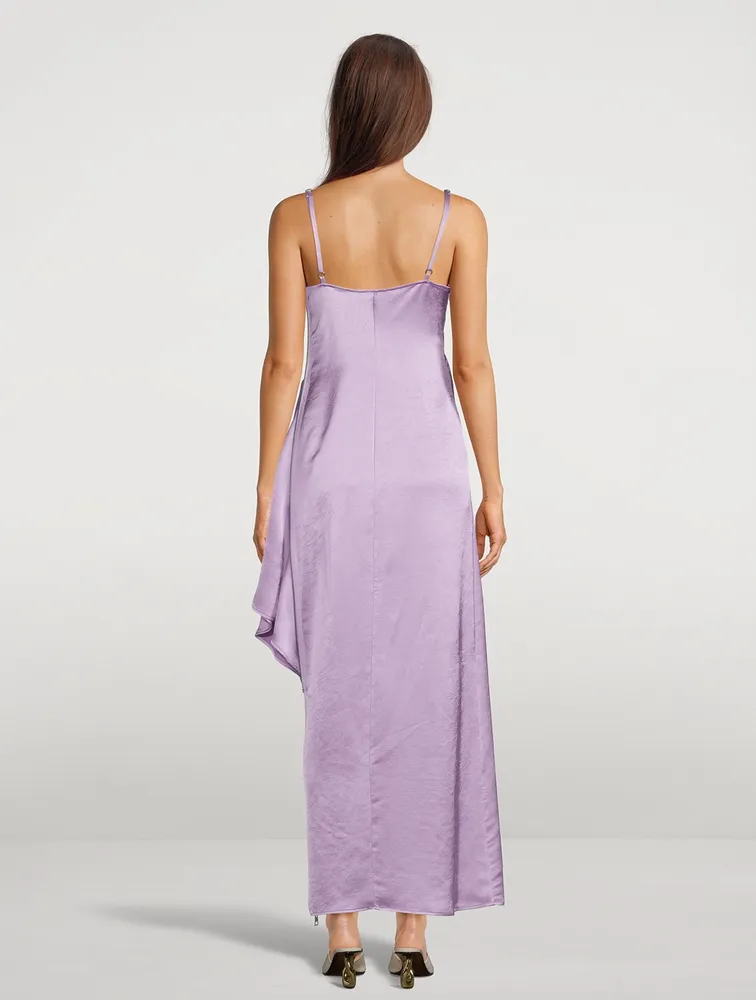 Asymmetric Satin Slip Dress